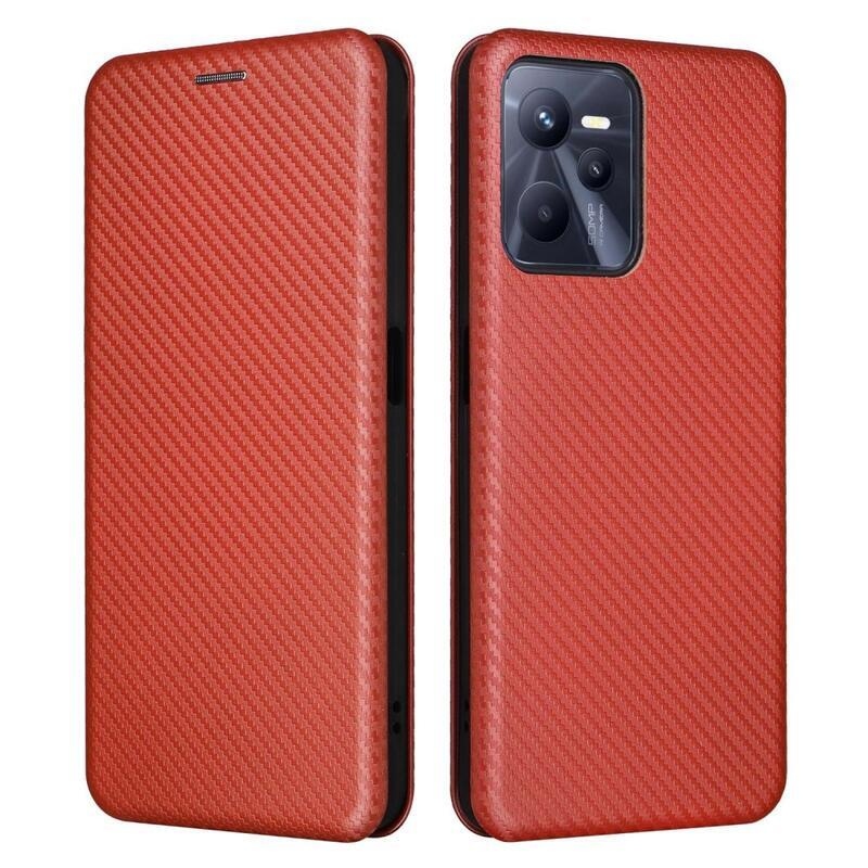 Szénszálas pénztárca tok mobiltelefonhoz Realme C35 - narancssárga