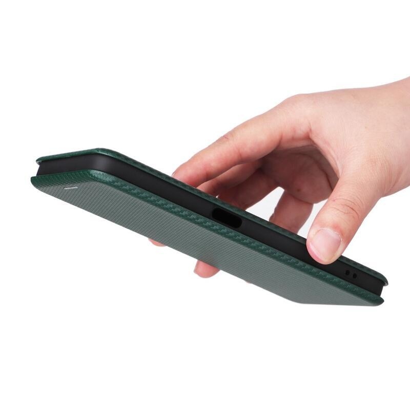 Szénszálas pénztárca tok mobiltelefonhoz Realme C35 - zöld