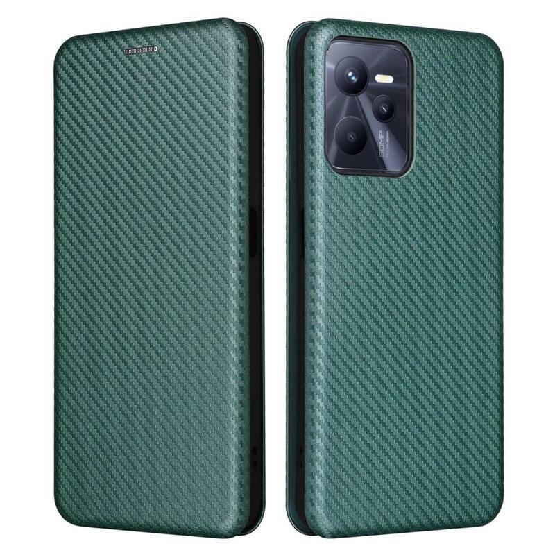 Szénszálas pénztárca tok mobiltelefonhoz Realme C35 - zöld