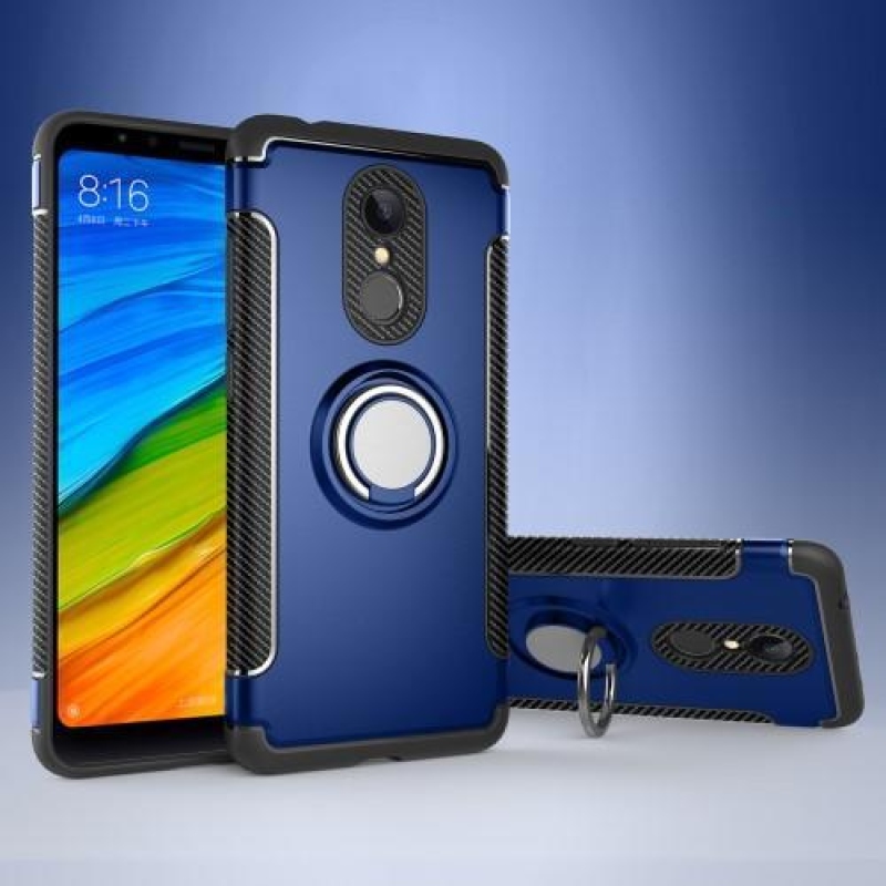 Szénszálas textúrájú hibrid tok Xiaomi Redmi 5 - sötétkék