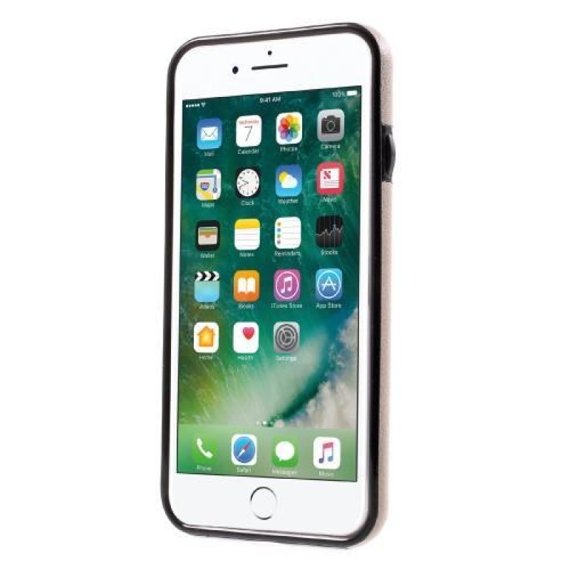 Kártyagél tok PU bőr hátlappal és rekesszel iPhone 7 és iPhone 8 készülékhez - szürke
