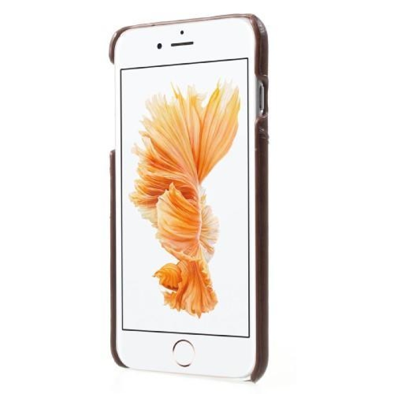 Kártyás műanyag tok PU bőr hátlappal és rekesszel iPhone 6s Plus és 6 Plus készülékhez - barna színben