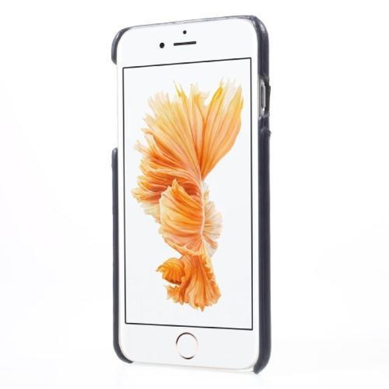 Kártyás műanyag tok PU bőr hátlappal és rekesszel iPhone 6s Plus és 6 Plus készülékhez - sötétkék