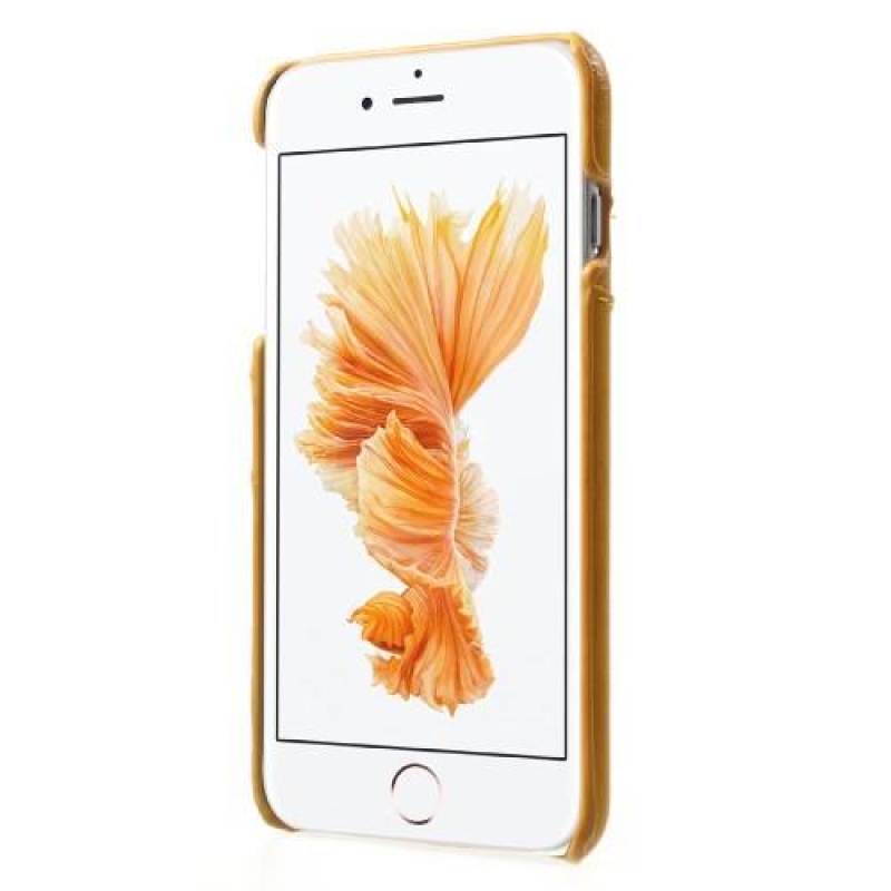 Kártyás műanyag tok PU bőr hátlappal és rekesszel iPhone 6s Plus és 6 Plus készülékhez - sárga