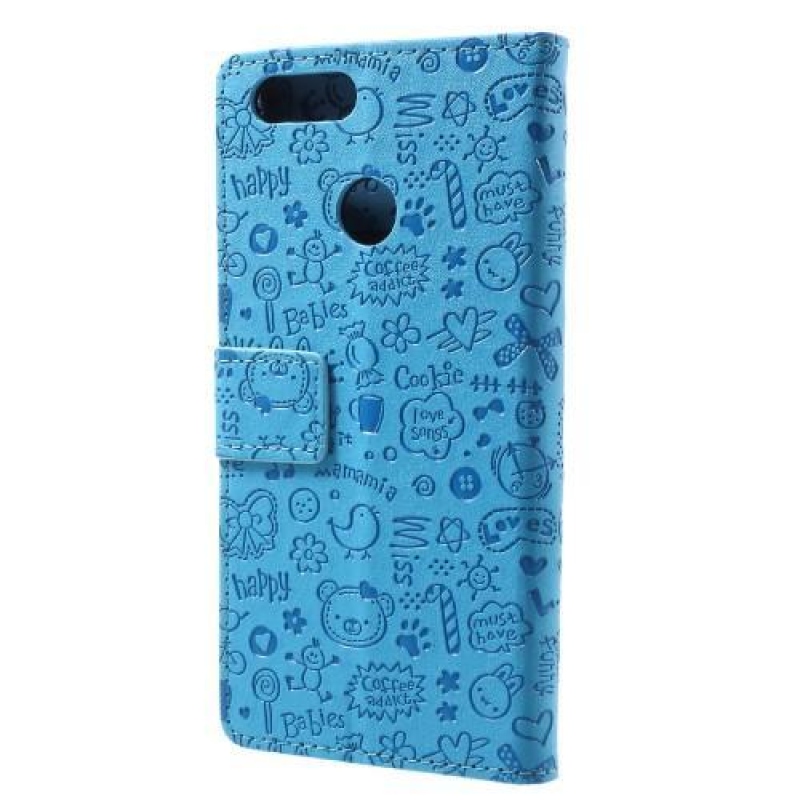 Cartoo PU bőr borítás Honor 7X - kék
