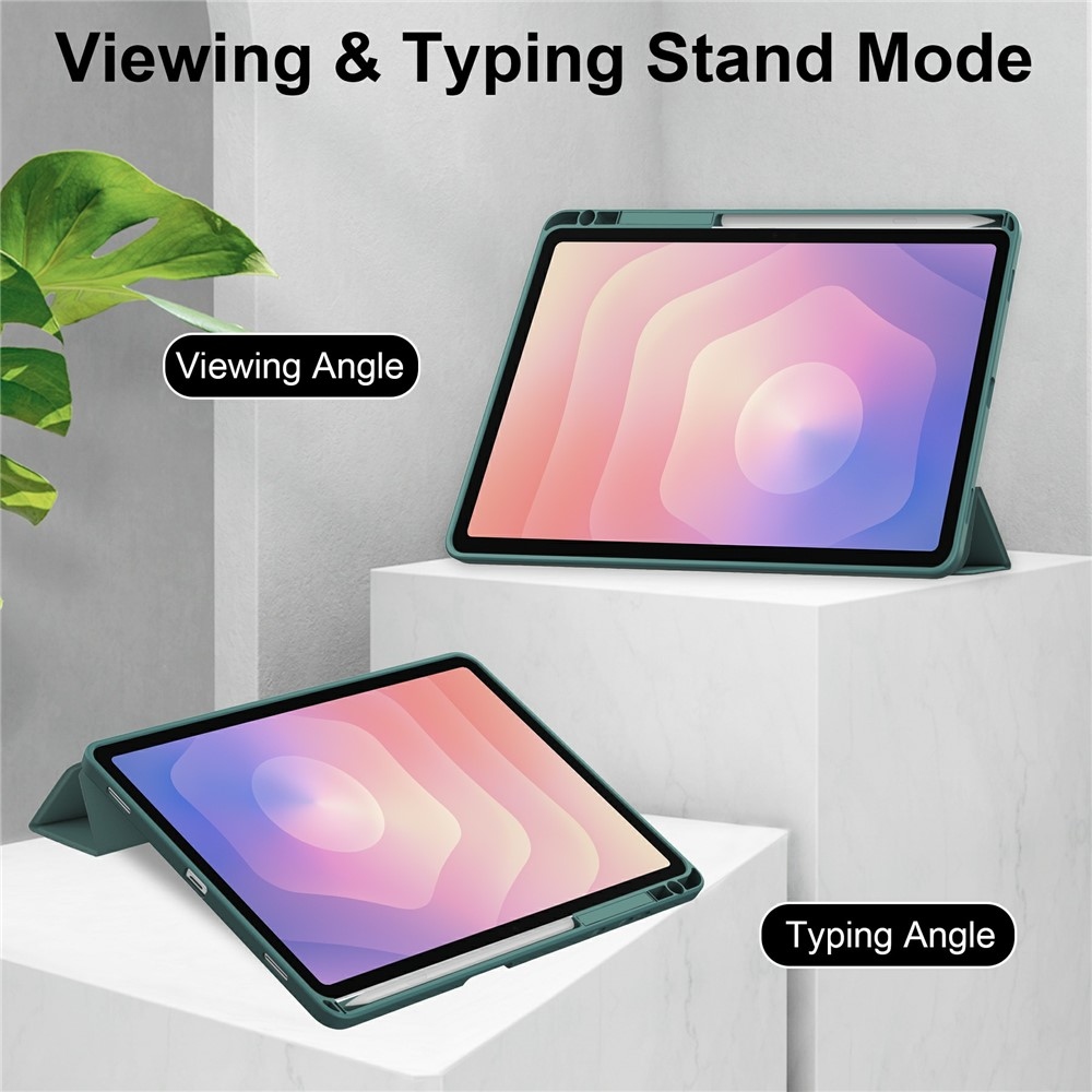 Tojás okos záródó tok fix hátlappal Samsung Galaxy Tab S11-hez - zöld