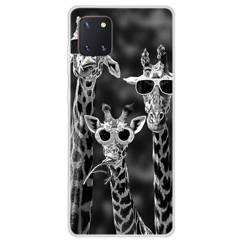 Zselés tok Samsung Galaxy Note 10 Lite készülékhez - zsiráfok szemüveggel
