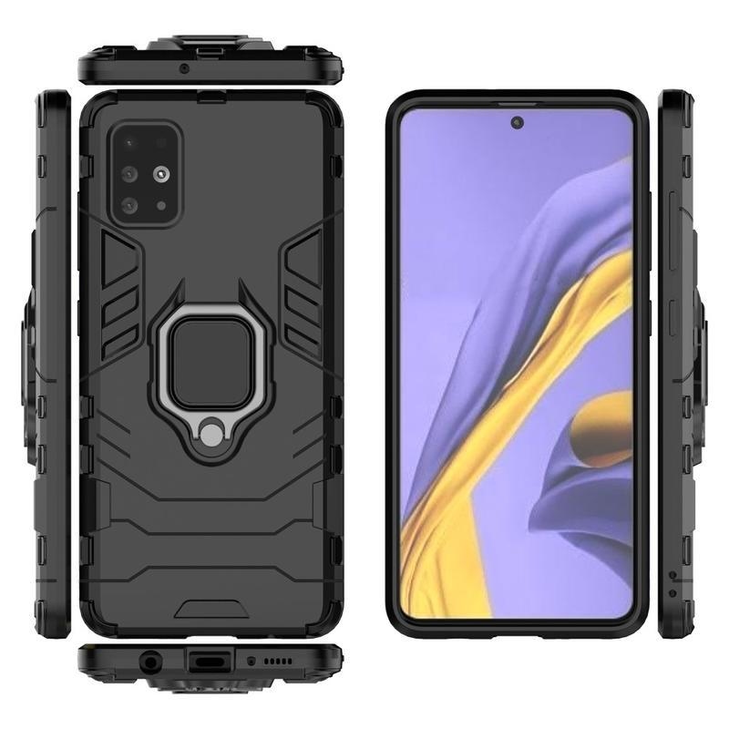 Guardy tartós hibrid borító ujjgyűrűvel Samsung Galaxy A51 készülékhez - fekete