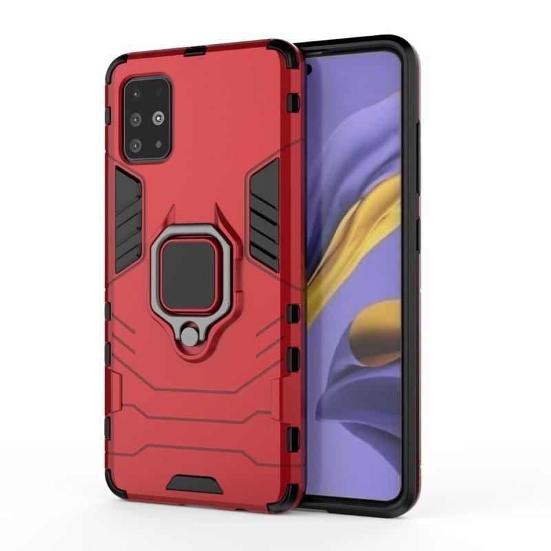 Guardy tartós hibrid borító ujjgyűrűvel Samsung Galaxy A51 készülékhez - piros