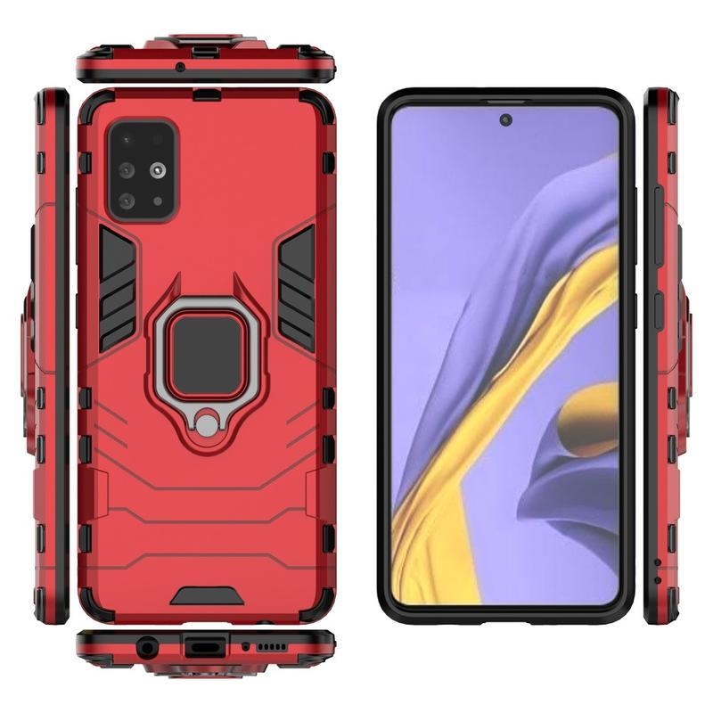 Guardy tartós hibrid borító ujjgyűrűvel Samsung Galaxy A51 készülékhez - piros