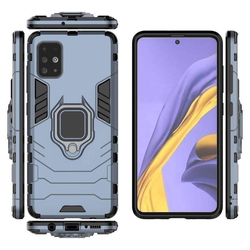 Guardy tartós hibrid borító ujjgyűrűvel Samsung Galaxy A51 készülékhez - kék