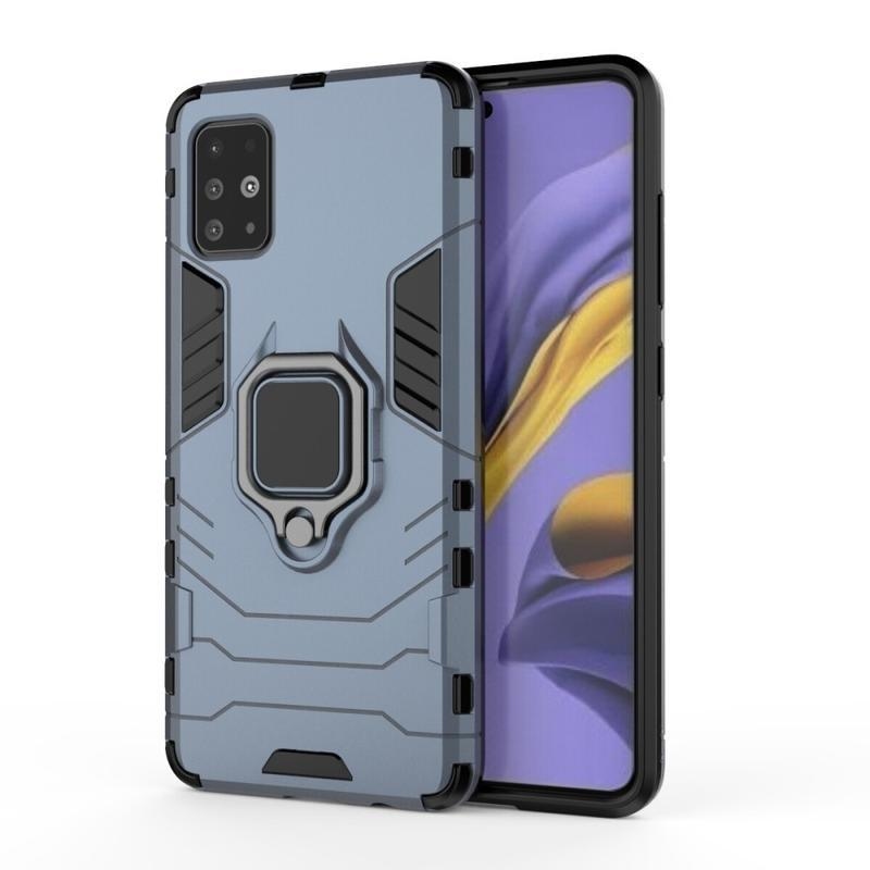 Guardy tartós hibrid borító ujjgyűrűvel Samsung Galaxy A51 készülékhez - kék