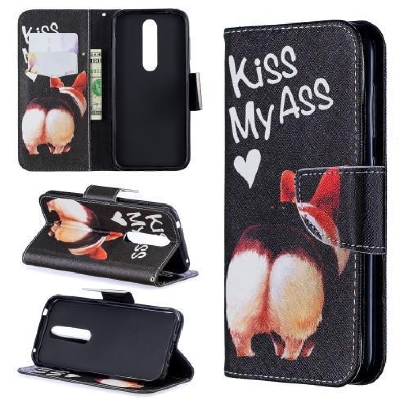 tok PU bőr pénztárca tok Nokia 4.2 - csókold meg a seggemet