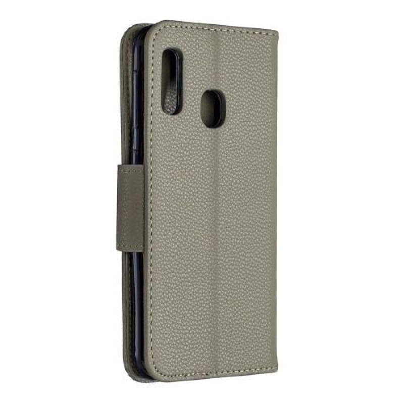 tok PU bőr pénztárca tok Samsung Galaxy A20e - szürke