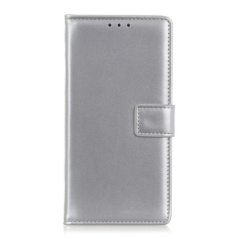 tok PU bőr pénztárca tok Samsung Galaxy Note 10 Lite készülékhez - ezüst színű