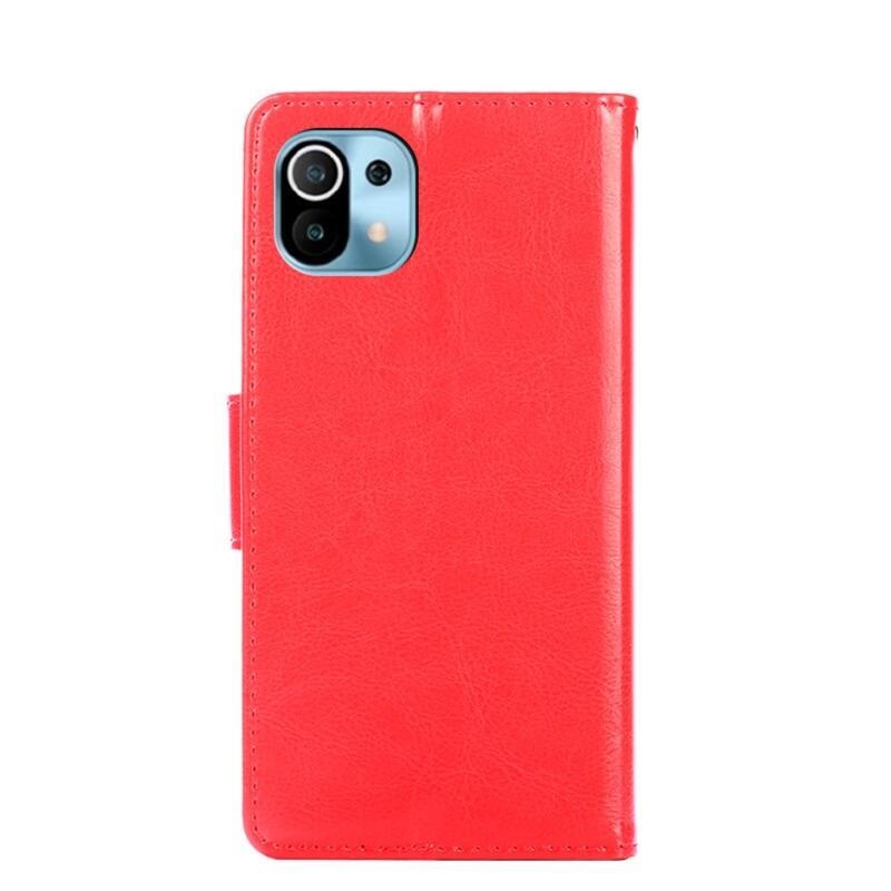 tok PU bőr pénztárca tok Xiaomi Mi 11-hez - piros