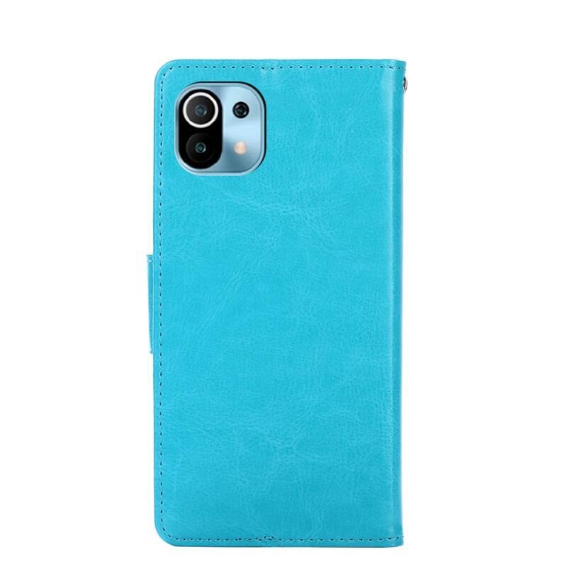 tok PU bőr pénztárca tok Xiaomi Mi 11-hez - világoskék