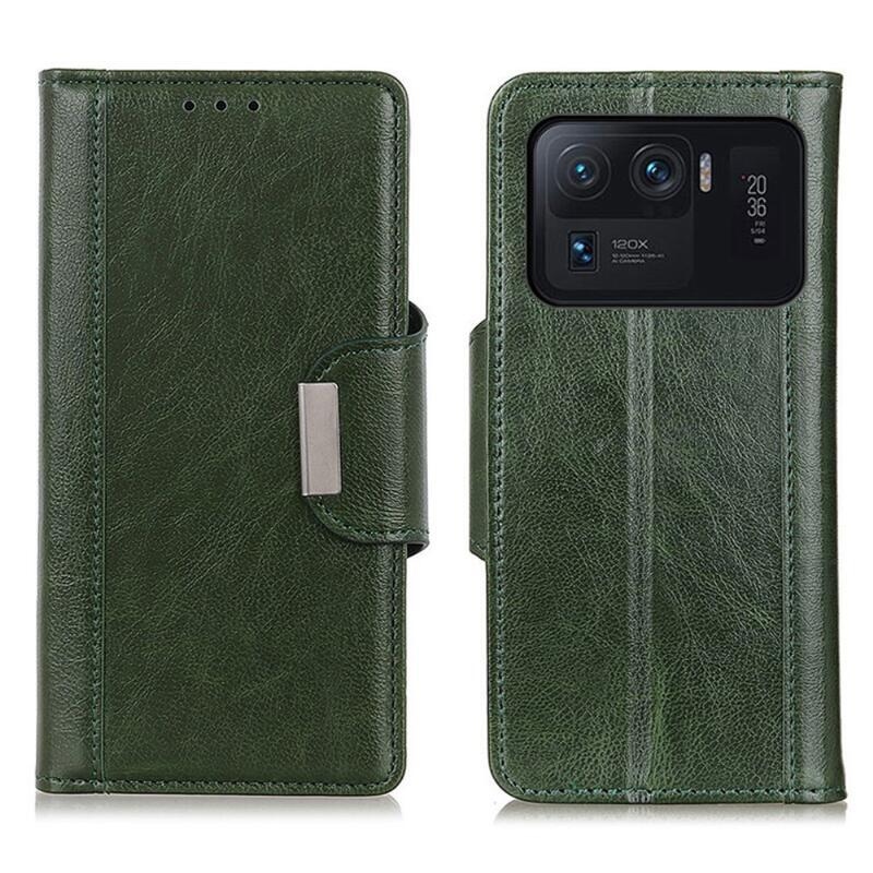 tok PU bőr pénztárca tok Xiaomi Mi 11 Ultra - zöld