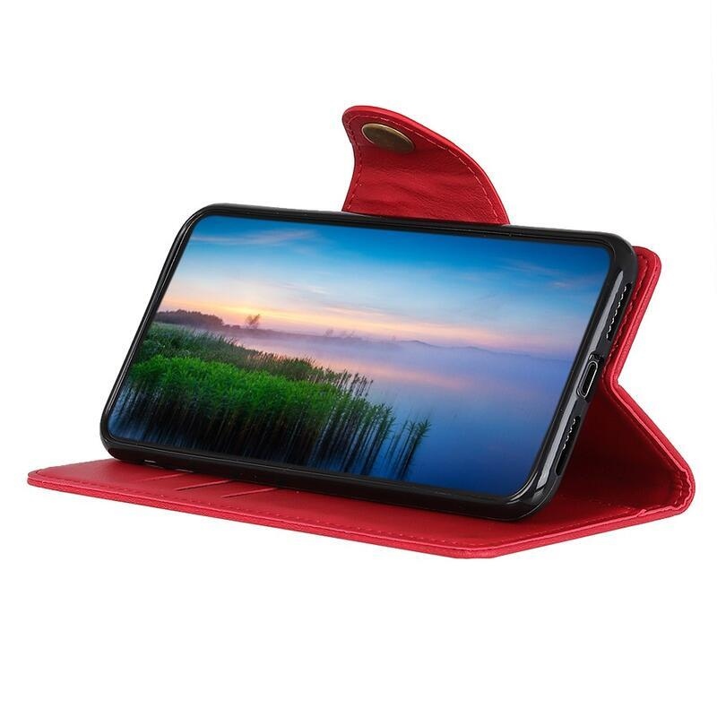 tok PU bőr pénztárca tok Xiaomi Poco F3-hoz - piros