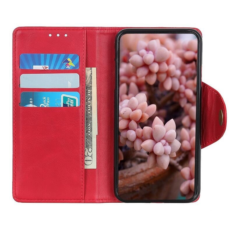 tok PU bőr pénztárca tok Xiaomi Poco F3-hoz - piros