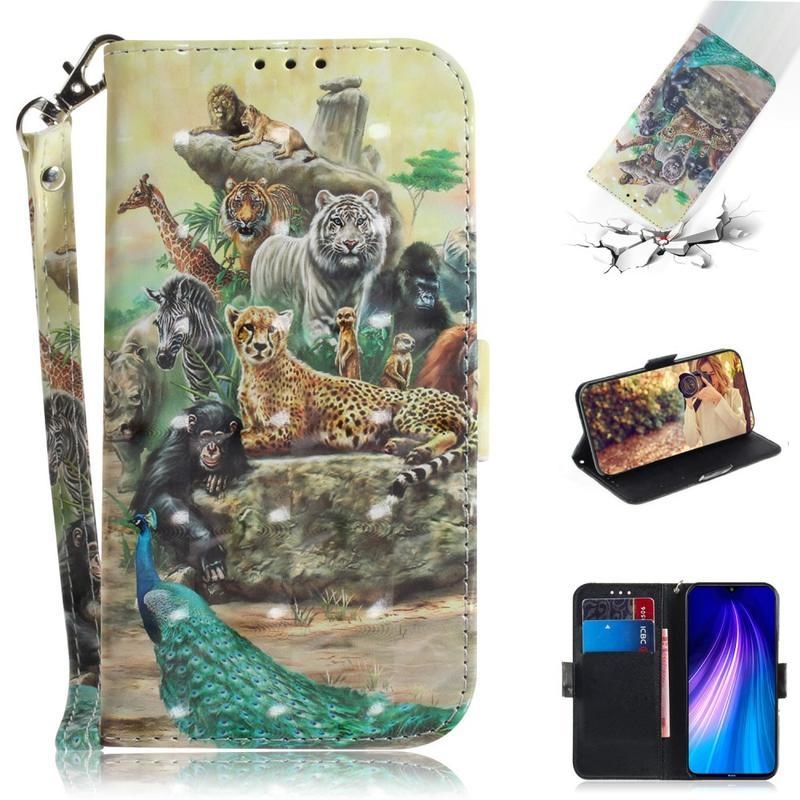tok PU bőr pénztárca tok Xiaomi Redmi Note 8 - állatokhoz