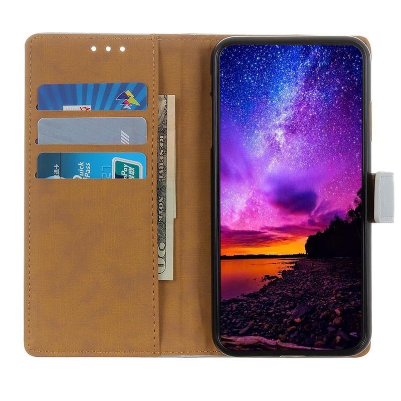 tok PU bőr pénztárca tok a Xiaomi Redmi Note 8T-hez - ezüst színű