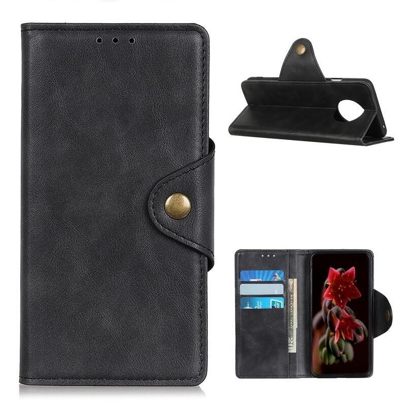 tok PU bőr pénztárca tok Xiaomi Redmi Note 9T 5G - fekete