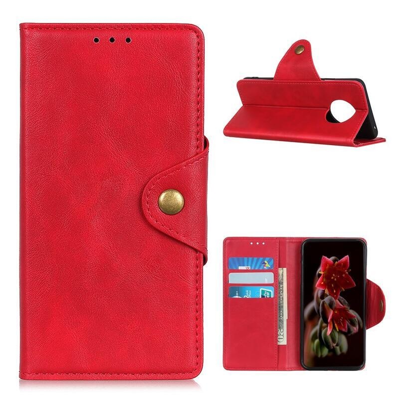 tok PU bőr pénztárca tok Xiaomi Redmi Note 9T 5G - piros