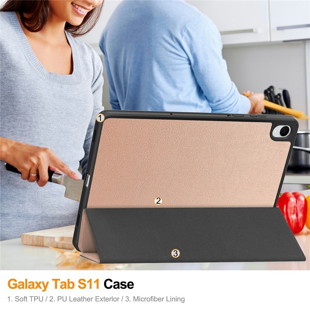 tokok okos záró tok Samsung Galaxy Tab S11-hez - rózsa arany