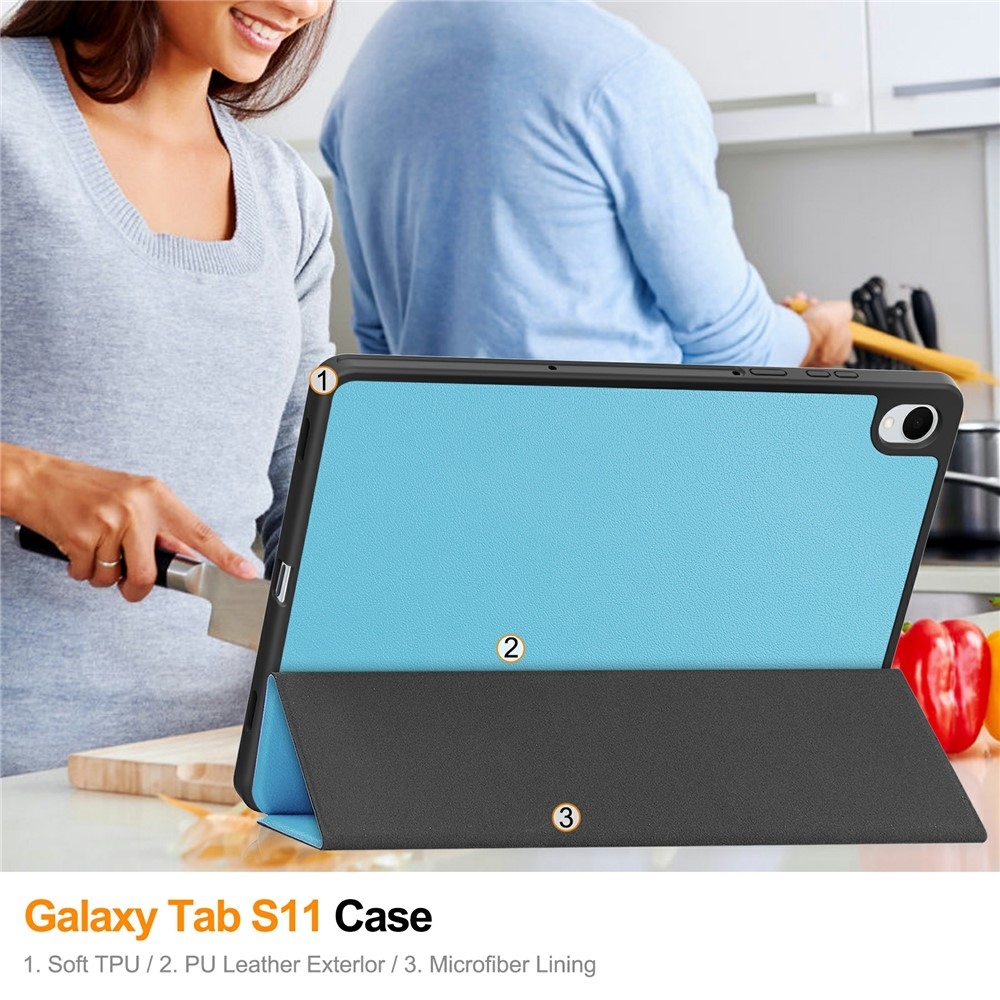 Cases okos záró tok Samsung Galaxy Tab S11-hez - világoskék