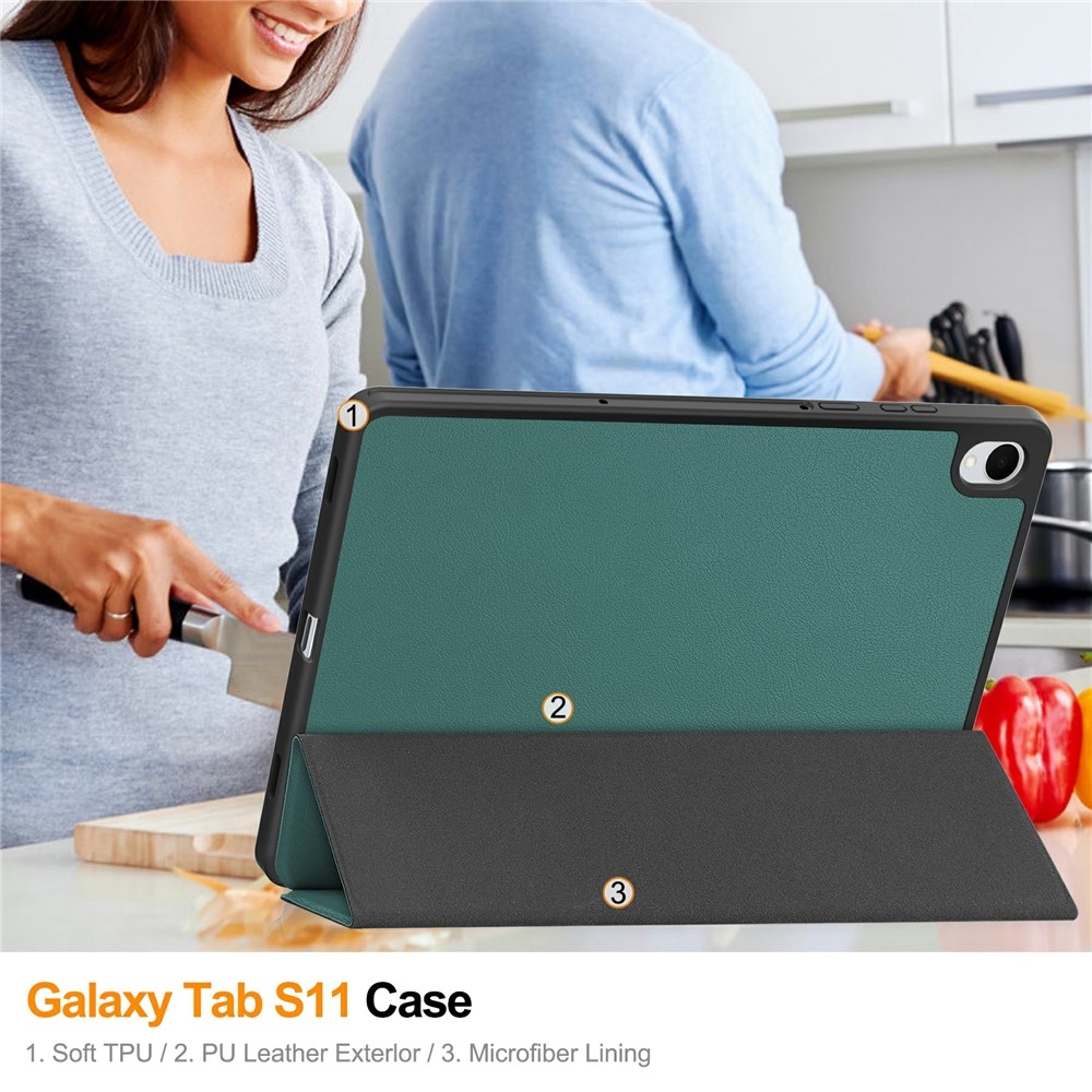 Cases okos záró tok Samsung Galaxy Tab S11-hez - zöld
