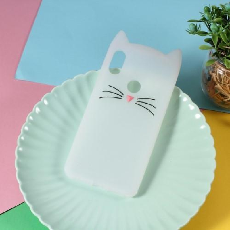 Macska szilikon tok Xiaomi Redmi Note 6 Pro-hoz - fehér