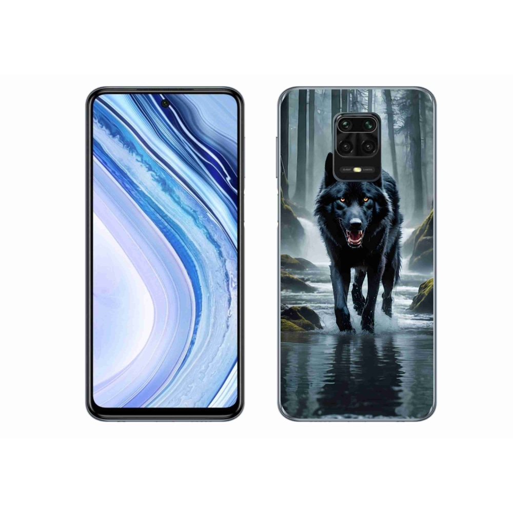 Gél borítás mmCase a Xiaomi Redmi Note 9S számára - fekete farkas