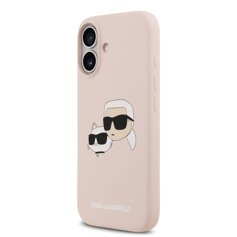 Karl Lagerfeld folyékony szilikon dupla fejű MagSafe hátlap iPhone 17 rózsaszínű iPhone 17-hez
