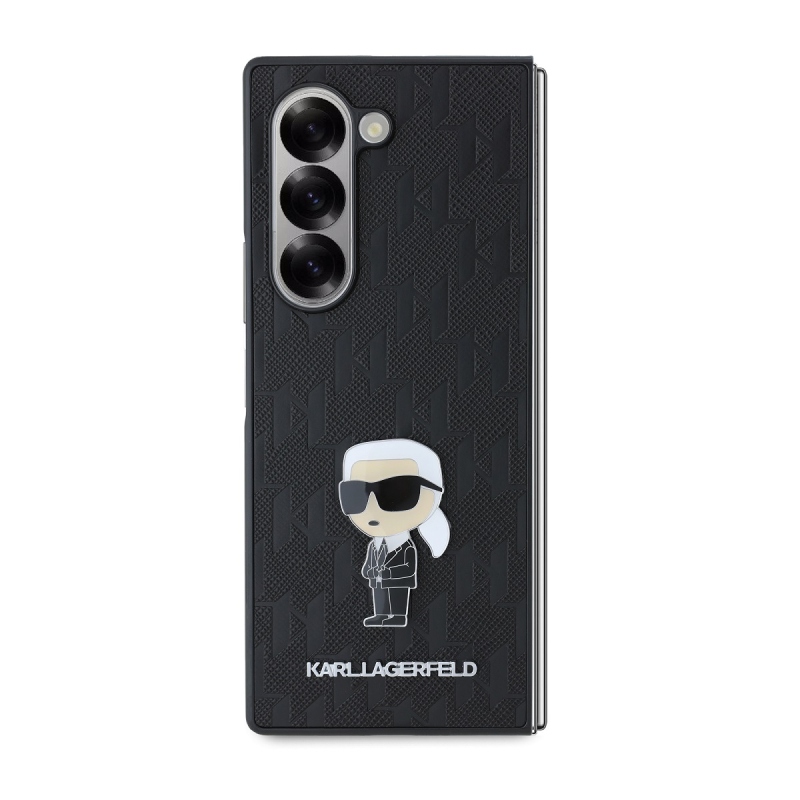 Karl Lagerfeld PU Saffiano Monogram Iconic hátlap Samsung Galaxy Z Fold 6 Fekete fekete