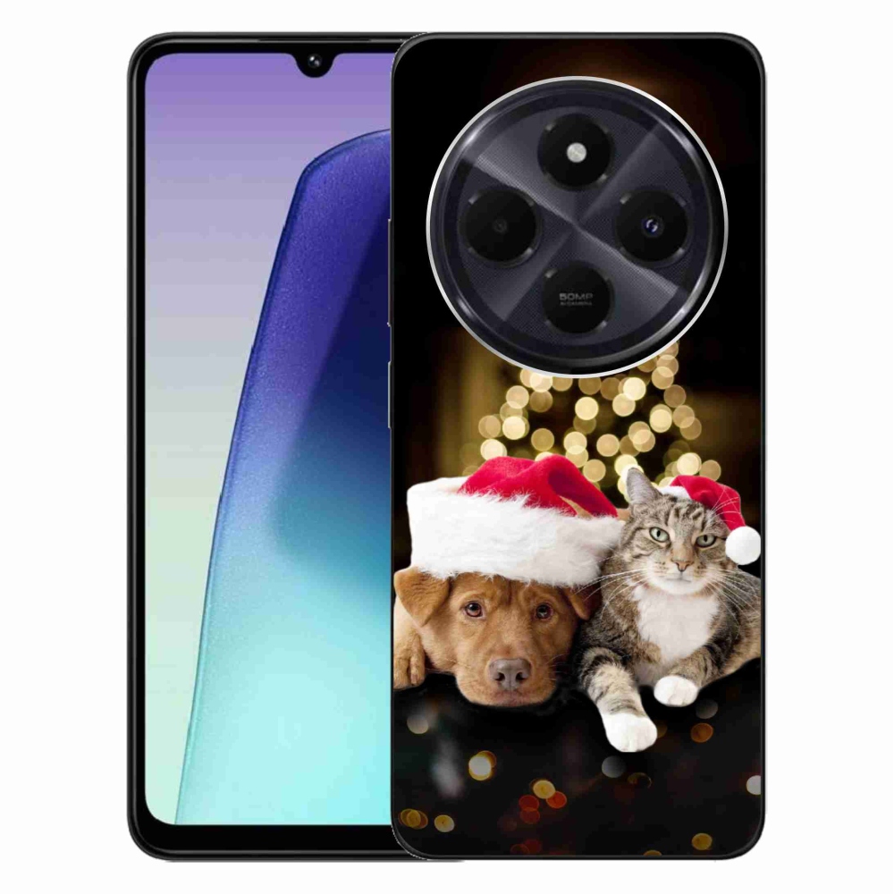 Gél borító mmCase a Xiaomi Redmi 14C/Poco C75-hez - Karácsonyi kutya és macska