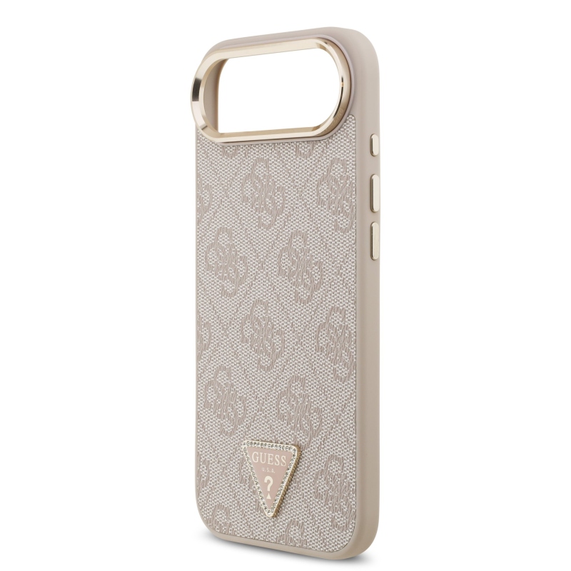 Guess PU bőr 4G Strass háromszög logó arany keret MagSafe hátlapi borító iPhone Air rózsaszínhez