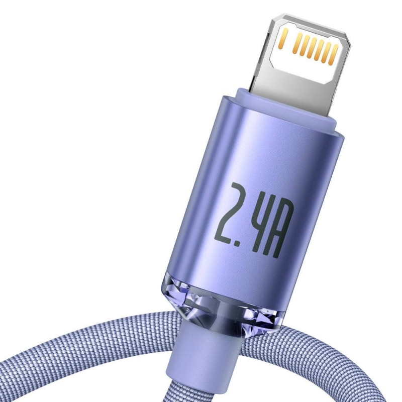 Baseus CAJY000005 Crystal Shine sorozatú adatkábel USB - Lightning 20W 1.2m lila