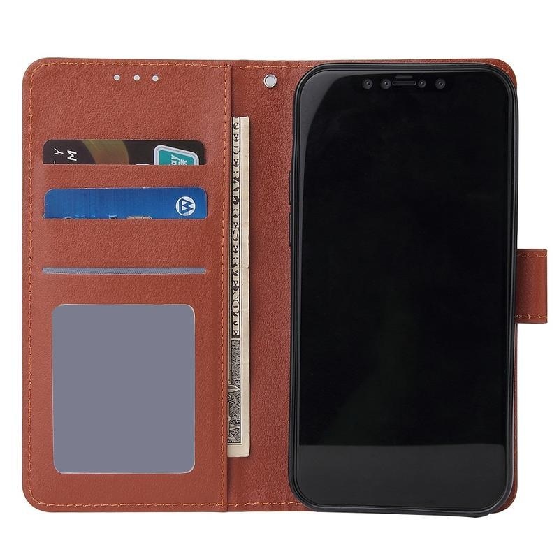 Cell PU bőr pénztárca tok iPhone 12 mini készülékhez - barna