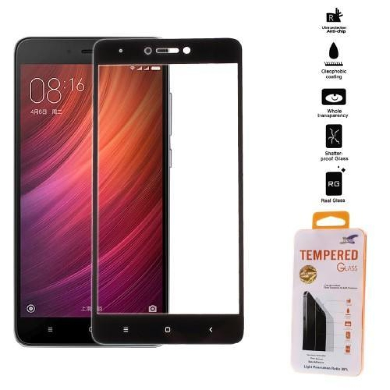 Teljes képernyő edzett üveg Xiaomi Redmi Note 4X - fekete szegéllyel