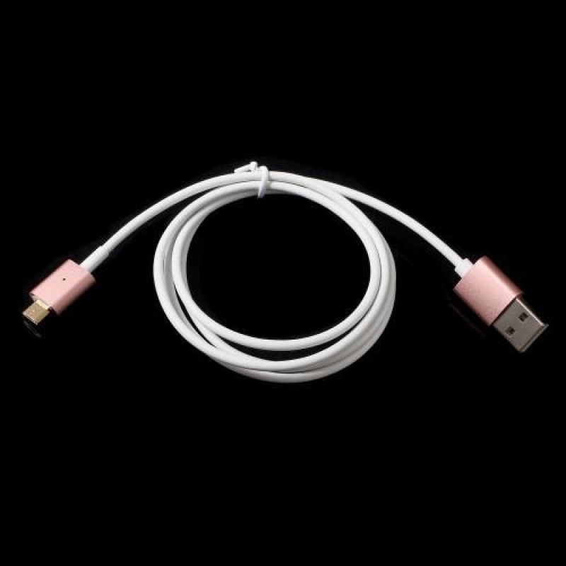Töltő mikro USB kábel mágneses rögzítéssel - 1m - rózsaarany