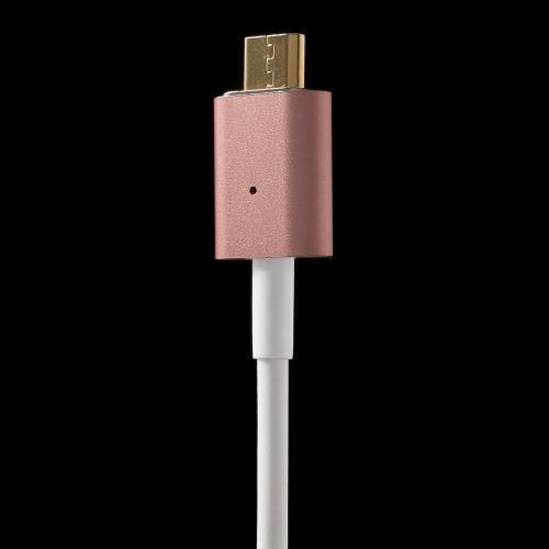 Töltő mikro USB kábel mágneses rögzítéssel - 1m - rózsaarany