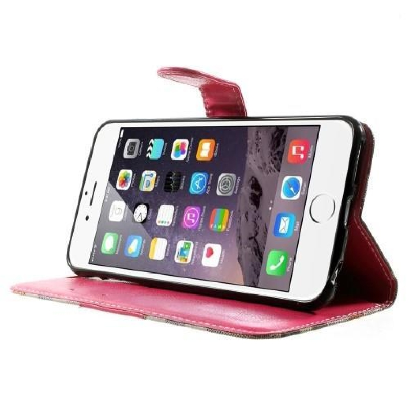 Ellenőrizze a PU bőr könyvtáska iPhone 6s Plus és 6 Plus készülékhez - rózsaszínű