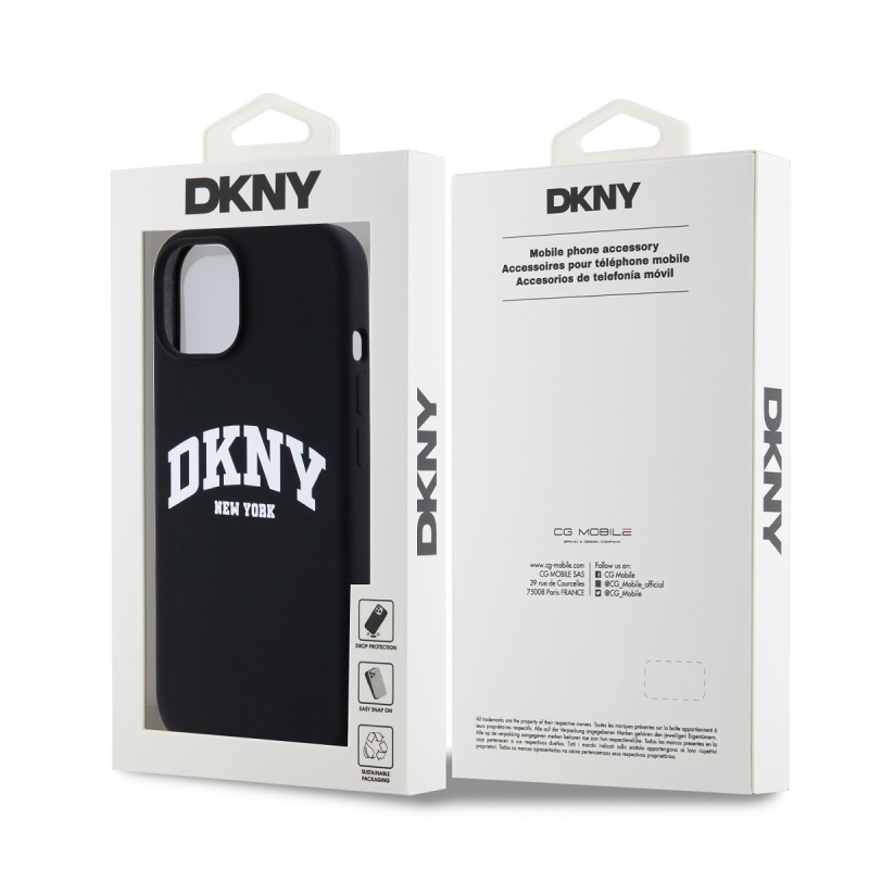 DKNY Liquid Silicone Arch Logo MagSafe hátlapi borító iPhone 13-hoz Fekete