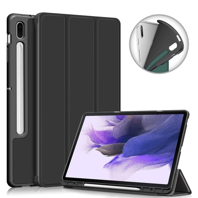 Intelligens, állítható PU bőr tok tablethez Samsung Galaxy Tab S7 FE T736 - fekete