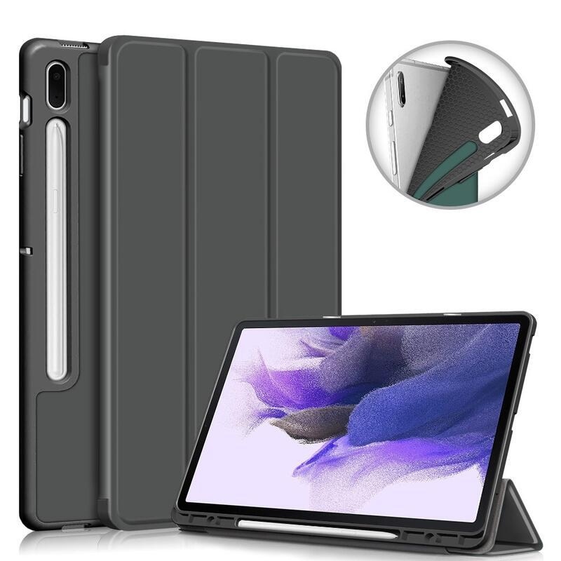 Intelligens állítható PU bőr tok tablethez Samsung Galaxy Tab S7 FE T736 - szürke