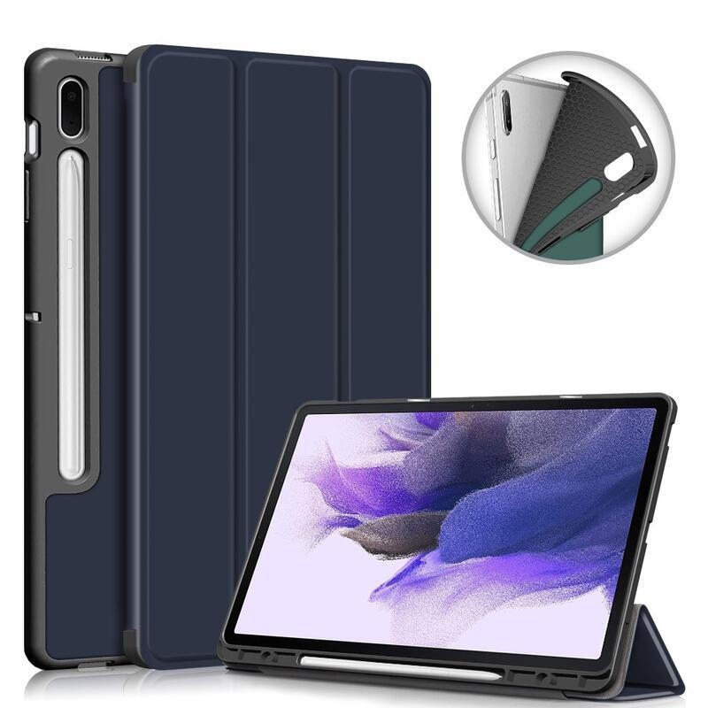 Intelligens állítható PU bőr tok tablethez Samsung Galaxy Tab S7 FE T736 - sötétkék