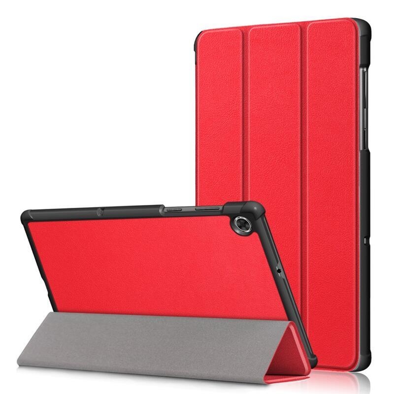 Intelligens pozicionáló PU bőr táblagép tok Lenovo Tab M10 FHD Plus - piros
