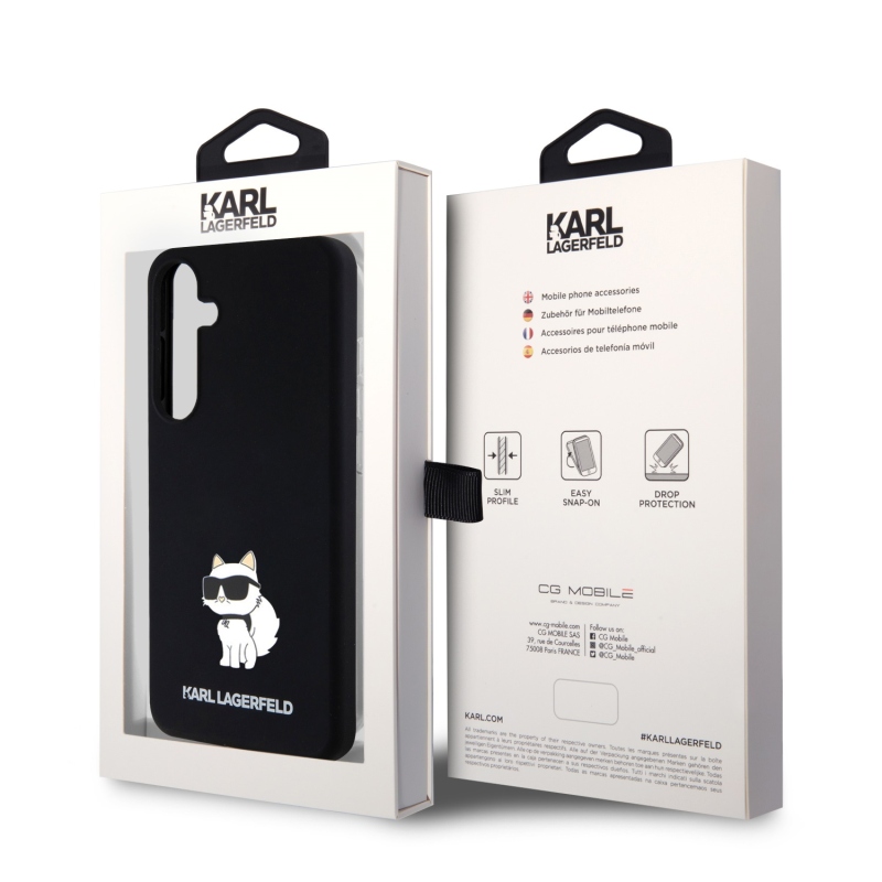 Karl Lagerfeld Folyékony szilikon Choupette NFT hátlap Samsung Galaxy S24+ fekete