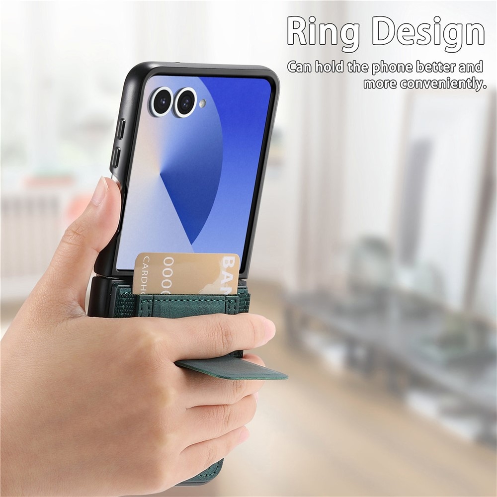 Fényűző műanyag borítás műbőrrel Samsung Galaxy Z Flip7 5G készülékre - zöld